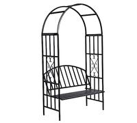 vidaXL Garden Rose Arch with Bench, Black