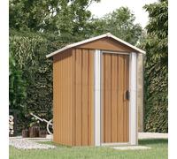 vidaXL Garden Shed Brown 126x97.5x177 cm Galvanised Steel
