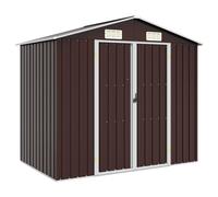 vidaXL Garden Shed Brown 205x129x183 cm Galvanised Steel