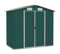 vidaXL Garden Shed Green Galvanised Steel Outdoor Tool Storage House Cupboard