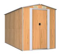 vidaXL Garden Shed Light Brown - Galvanised Steel Tool Storage, 192x357x223 cm, Spacious Outdoor Shed with Double Sliding Doors