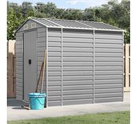 vidaXL Garden Shed Light Grey 191x215x198 cm Galvanised Steel