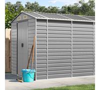 vidaXL Garden Shed Light Grey 191x470x198 cm Galvanised Steel, Grey