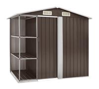 vidaXL Garden Shed with Rack Brown 205x130x183 cm Iron