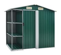 Garden Shed with Rack Green 205x130x183 cm Iron
