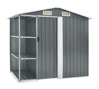 vidaXL Garden Shed with Rack Grey 205x130x183 cm Iron