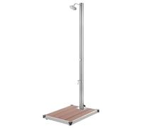 vidaXL Garden Shower with Brown Base 220 cm Stainless Steel