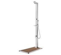 vidaXL Garden Shower with Brown Base 225 cm Stainless Steel