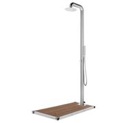 vidaXL Garden Shower with Brown Base 230 cm Stainless Steel Bath Accessory