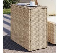 Garden Side Table with Wooden Top Outdoor Dining Table Poly Rattan vidaXL