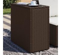 vidaXL Garden Side Table with Glass Top Brown 58x27.5x55 cm Poly Rattan