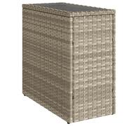 vidaXL Garden Side Table with Glass Top Dining Table Light Grey Poly Rattan