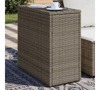 vidaXL Garden Side Table with Glass Top Grey 58x27.5x55 cm Poly Rattan