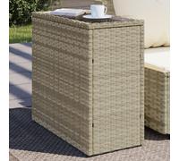 vidaXL Garden Side Table with Glass Top Dining Table Light Grey Poly Rattan