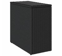 vidaXL Garden Side Table with Glass Top Outdoor Dining Table Black Poly Rattan