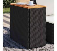 vidaXL Garden Side Table with Wooden Top Black 58x27.5x55 cm Poly Rattan