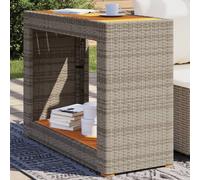 Garden Side Table with Wooden Top Outdoor Dining Table Poly Rattan vidaXL
