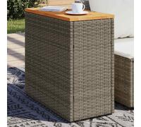 vidaXL Garden Side Table with Wooden Top Grey 58x27.5x55 cm Poly Rattan