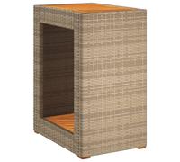 Garden Side Table with Wooden Top Outdoor Dining Table Poly Rattan vidaXL