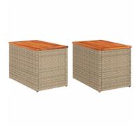 Garden Side Tables Dining Table 2 pcs Beige Poly Rattan Solid Wood vidaXL