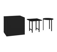 Garden Side Tables 3 Pcs Poly Rattan