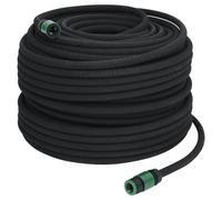 vidaXL Flexible Soaker Hose 100m Drip Irrigation System for Gardens with Rubber Weeping Pipe, Black, Connectors & Accessories Included
