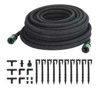 vidaXL Garden Soaker Hose-Drip Irrigation Weeping Pipe-25m Black Rubber with Full Accessory Set for Efficient Watering