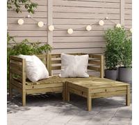 vidaXL Garden Sofa 2-Seater with Footstool Impregnated Wood Pine