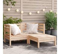 vidaXL Garden Sofa 2-Seater with Footstool Solid Wood Pine