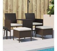Garden Sofa 2-Seater Brown PE Rattan with Table & Stools 151x61x85 cm Steel UK