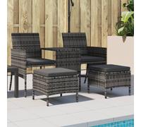 (grey) vidaXL Garden Sofa 2-Seater with Table and Stools Patio Sofa Grey Poly Rattan