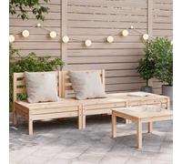 (natural pine, 1 pcs/2x middle + footrest) vidaXL Garden Sofa Outdoor Sofa Wooden Sectional Sofa Seat Solid Wood Pine