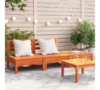 vidaXL Garden Sofa 3-Seater Outdoor Sectional Sofa Wax Brown Solid Wood Pine