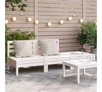 vidaXL Garden Sofa 3-Seater White Solid Wood Pine