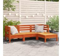 vidaXL Garden Sofa 3-Seater with Footstool Couch Wax Brown Solid Wood Pine