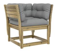 vidaXL Garden Sofa Armrest with Cushions Impregnated Wood Pine