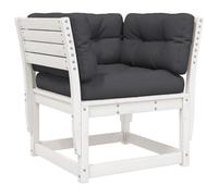 vidaXL Garden Sofa Armrest with Cushions Outdoor Sofa White Solid Wood Pine
