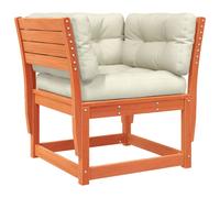 vidaXL Garden Sofa Armrest with Cushions Wax Brown Solid Wood Pine