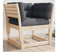 vidaXL Garden Sofa Armrest with Cushions Outdoor Sofa Chair Solid Wood Pine