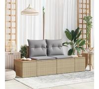 vidaXL Garden Sofa Beige 184 x 62 x 85cm Poly Rattan