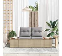 vidaXL Garden Sofa Beige 184 x 62 x 85cm Poly Rattan