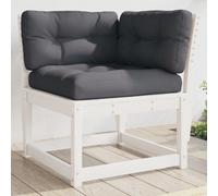 vidaXL Garden Sofa Corner with Cushions Outdoor Sofa White Solid Wood Pine