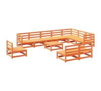 vidaXL Garden Sofa Set 11 Piece Outdoor Corner Sofa Wax Brown Solid Wood Pine