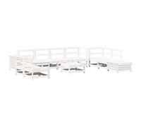 vidaXL Garden Sofa Set 11 Piece Outdoor Sofa Corner Sofa White Solid Wood Pine