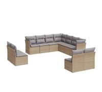 vidaXL Garden Sofa Set 11 Piece with Cushions Outdoor Sofa Beige Poly Rattan