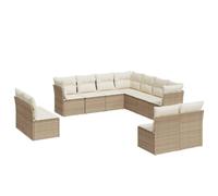 vidaXL Garden Sofa Set 11 Piece with Cushions Outdoor Sofa Beige Poly Rattan