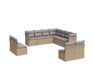 vidaXL Garden Sofa Set 11 Piece with Cushions Outdoor Sofa Beige Poly Rattan