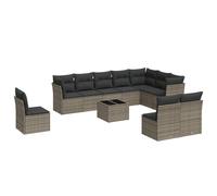 vidaXL Garden Sofa Set 11 Piece with Cushions Outdoor Sofa Grey Poly Rattan