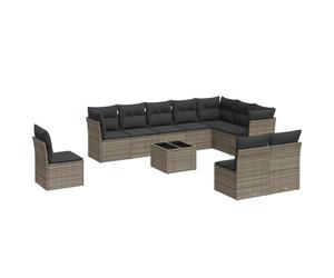 vidaXL Garden Sofa Set 11 Piece with Cushions Outdoor Sofa Grey Poly Rattan