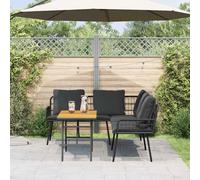 Garden Sofa Set Black Poly Rattan 37 x 34 x 80 cm Outdoor 2-piece with Cushions